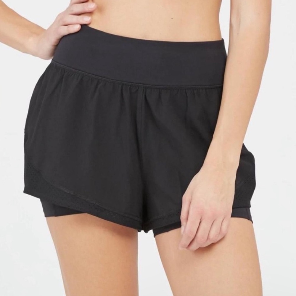 Spanx Medium Get Moving 5” Skort Black Active Workout Tennis Pickleball